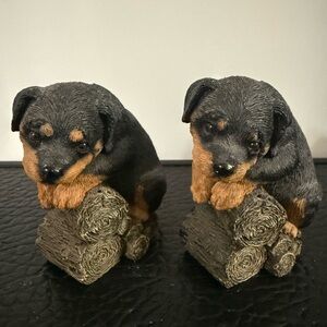 Adorable Puppy Rottweilers Baby Dogs In The Logs LIVINGSTONE"
Set Of 2 Figurines